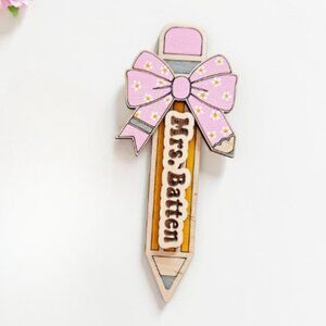 Personalized Teacher Pencil Ornament Custom Name Classroom Decor Back to School